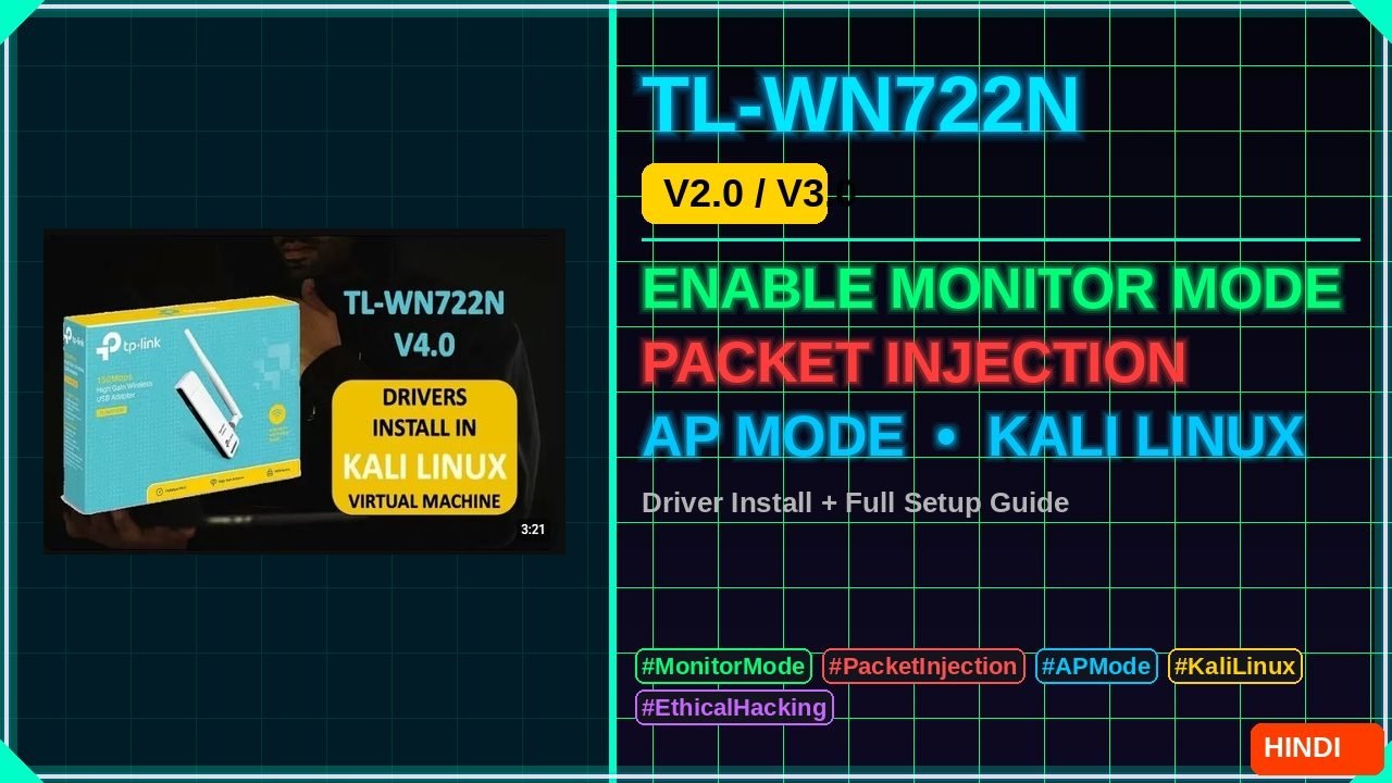 How to Enable Monitor Mode on TP-Link WN722N V2/V3 | Packet Injection | Kali Linux Step-by-Step